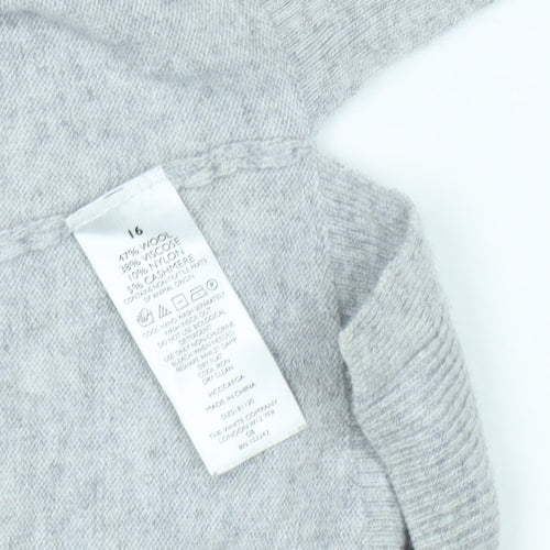 The White Company Women's Grey V-Neck Cardigan Size 16