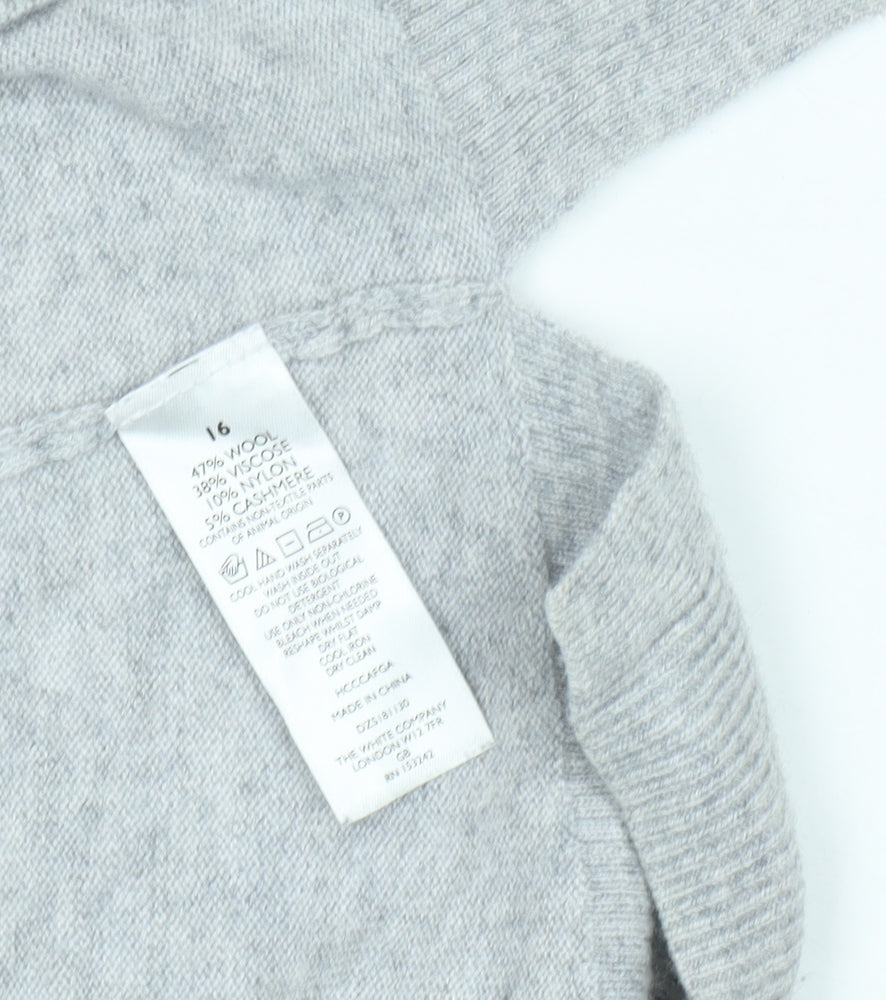 The White Company Women's Grey V-Neck Cardigan Size 16