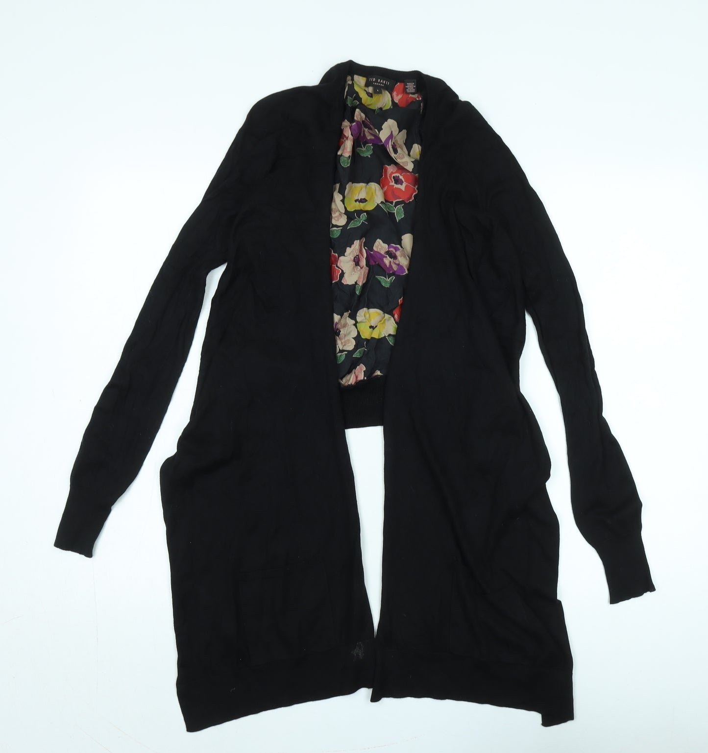 Ted Baker Women's Black Cardigan Size 12 Floral Lightweight