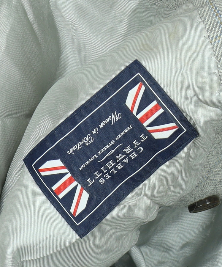 Charles Tyrwhitt Men's Beige Striped Blazer 40R