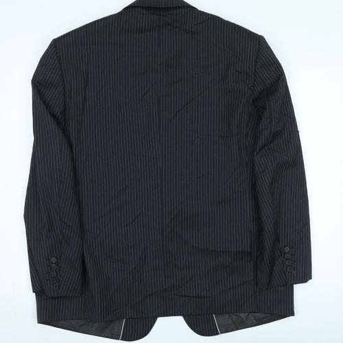 Marks and Spencer Men's Black Striped Wool Blazer, Size 44S