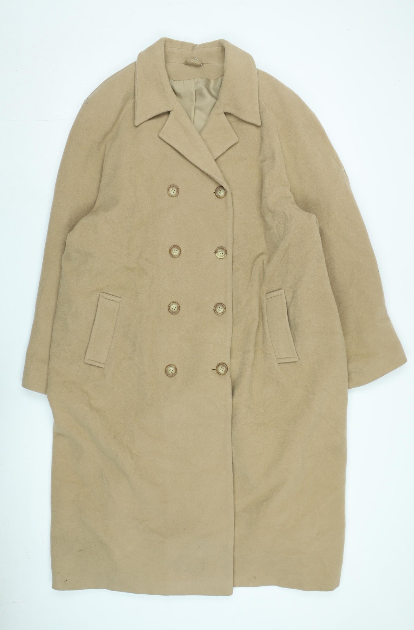 Classic Woman Beige Wool Cashmere Overcoat Size 20