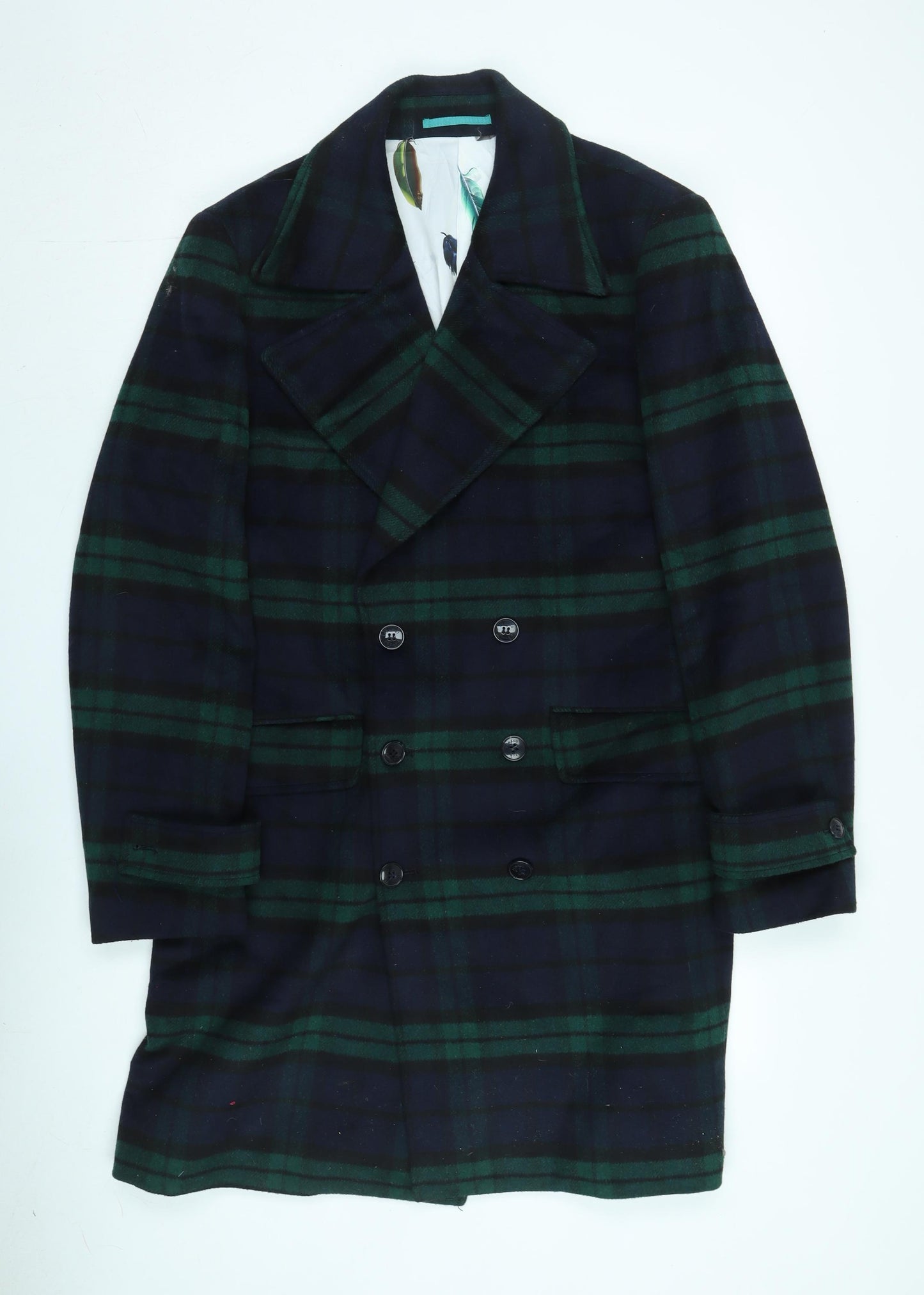 Ferraud Luxury Women's Blue Plaid Overcoat Size 18