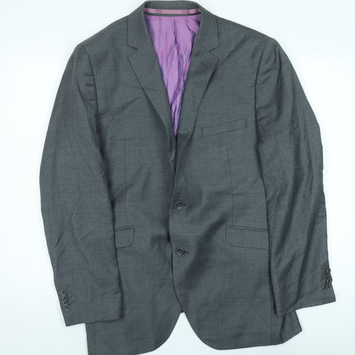 Men's Grey Wool Blazer 40R Business Formal Classic