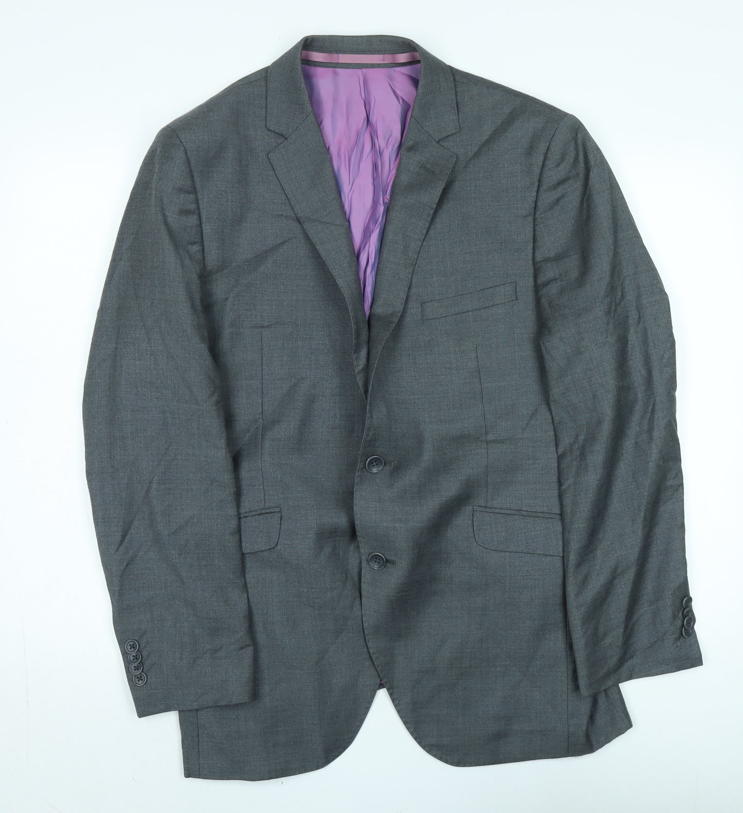 Men's Grey Wool Blazer 40R Business Formal Classic