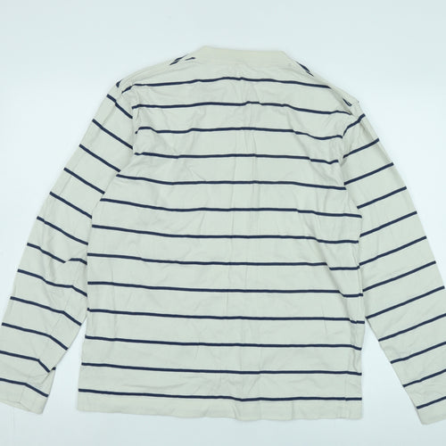 Uniqlo Men's Beige Striped Long Sleeve T-Shirt M