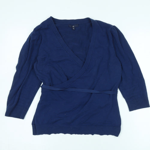 Gap Women's Navy Wrap Jumper Size L