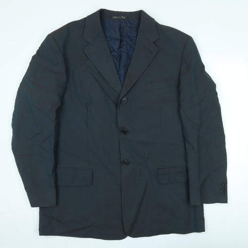 Reiss Men's Black Wool Blazer, Size 44, Formal