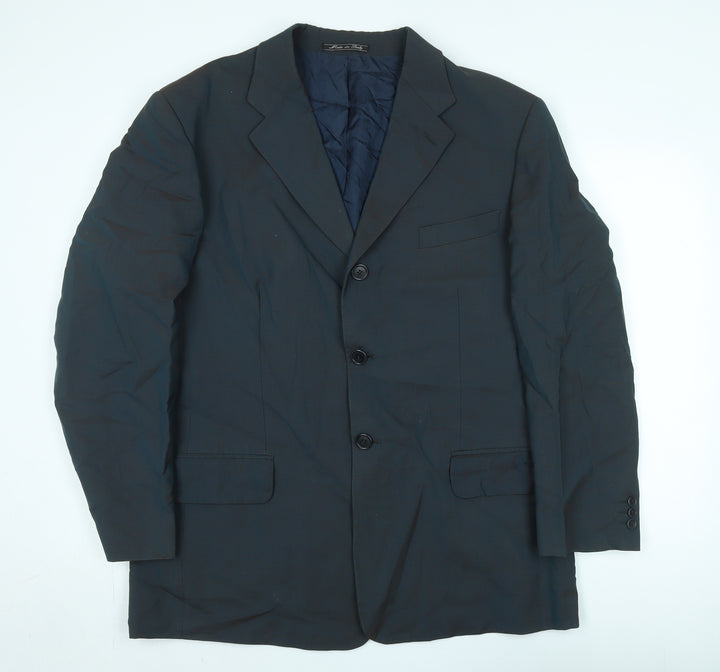 Reiss Men's Black Wool Blazer, Size 44, Formal
