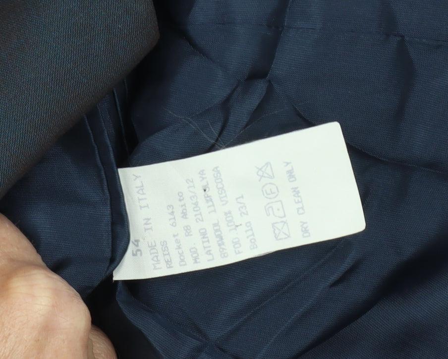 Reiss Men's Black Wool Blazer, Size 44, Formal