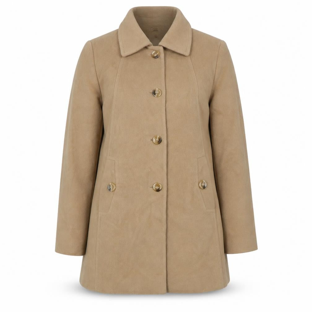 Front view of Eastex Women's Beige Wool Blend Overcoat, size 12