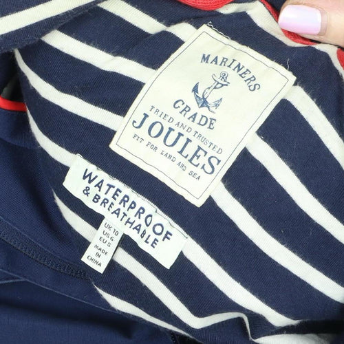 Joules Women's Blue Hooded Rain Coat Jacket Size 10