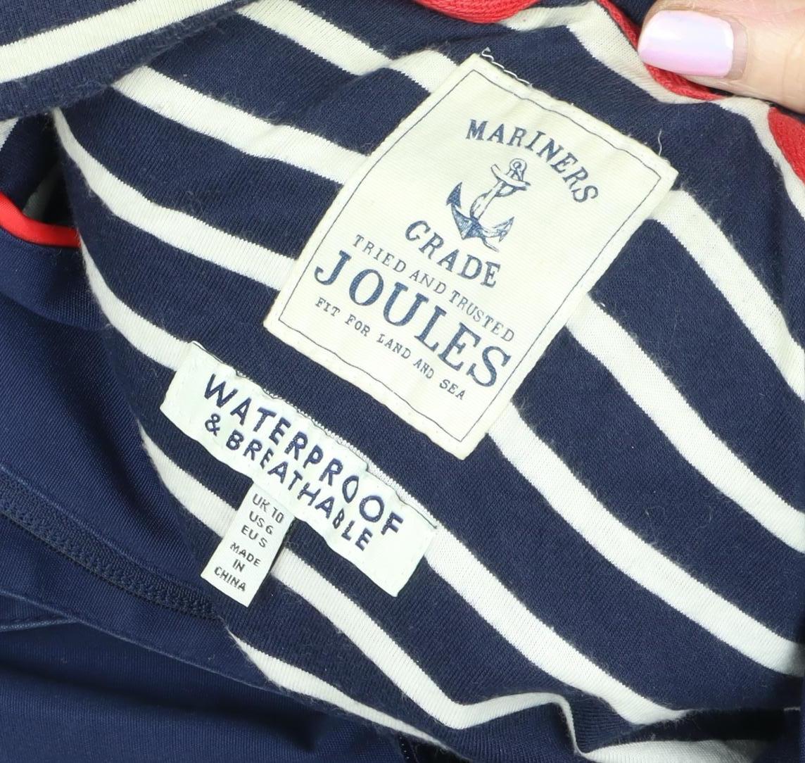 Joules Women's Blue Hooded Rain Coat Jacket Size 10