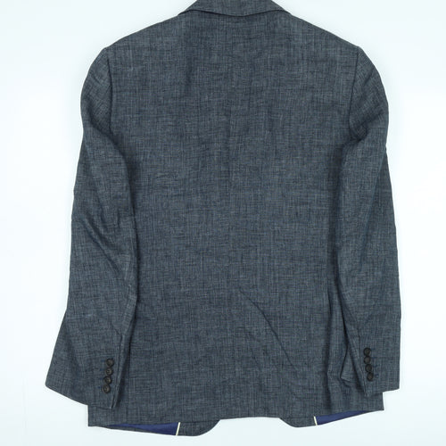 Marks and Spencer Men's Blue Check Linen Blazer 38R