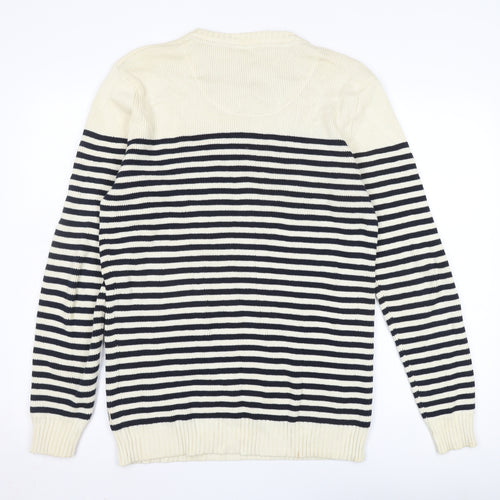 SUIT Men's Ivory Striped Pullover Jumper XL