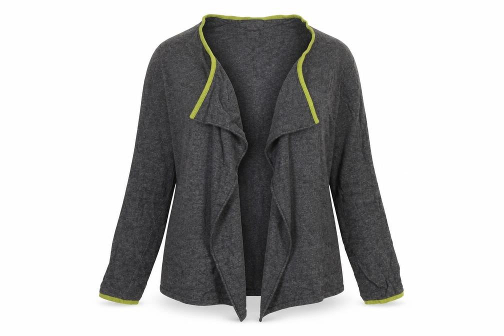 Front view of Benedetta B Women's Grey Cardigan, size S, Merino Wool