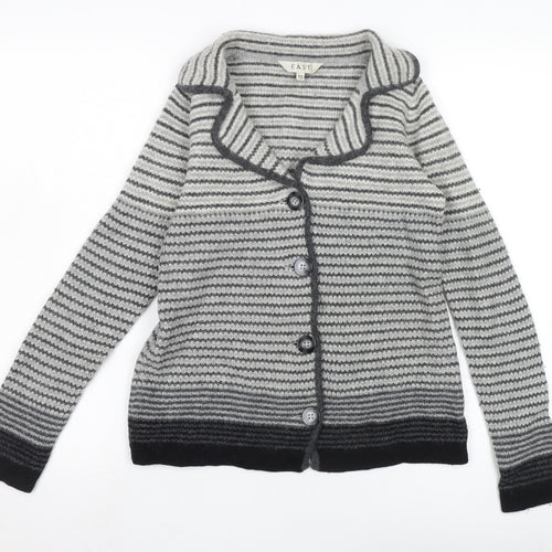 East Women's Grey Collared Cardigan Size 10