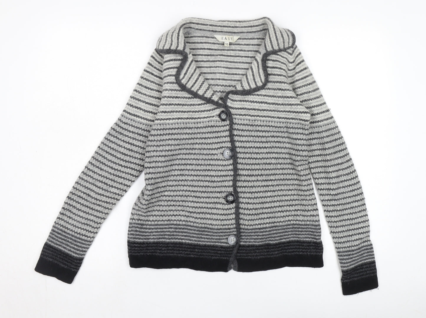 East Women's Grey Collared Cardigan Size 10