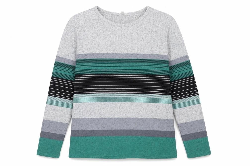 Front view of Pebble Bay Women’s Multicoloured Striped jumper M