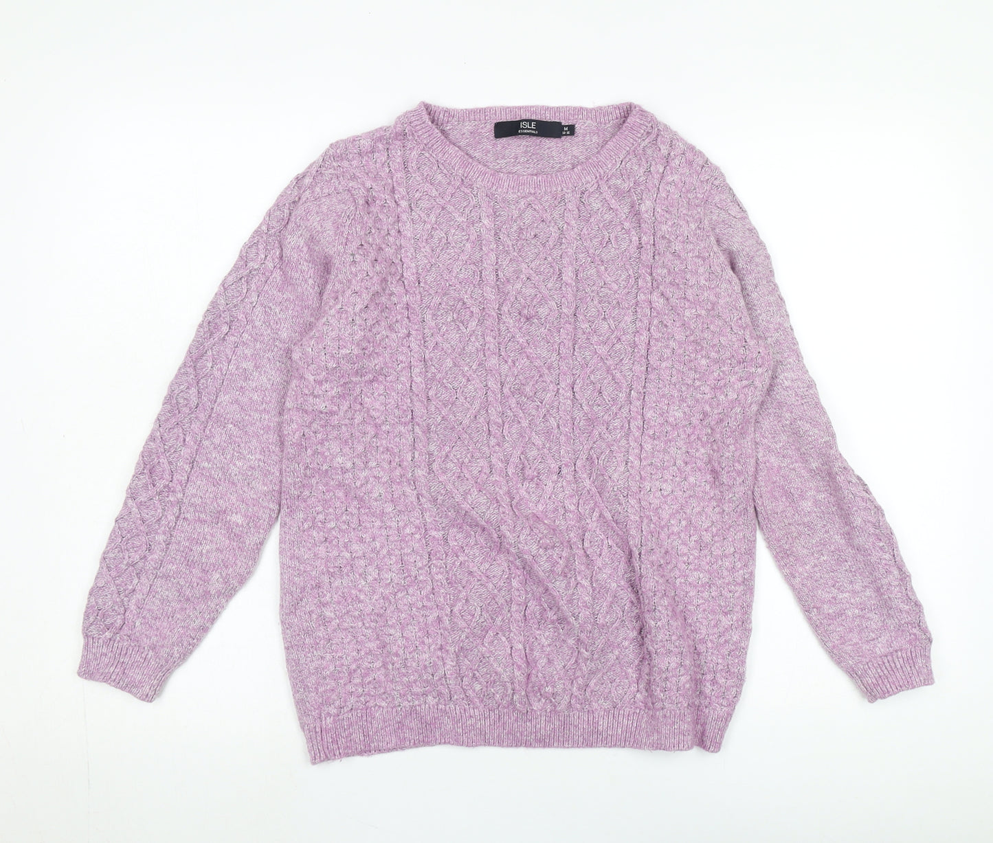 ISLE Women's Purple Cable-Knit Pullover, M