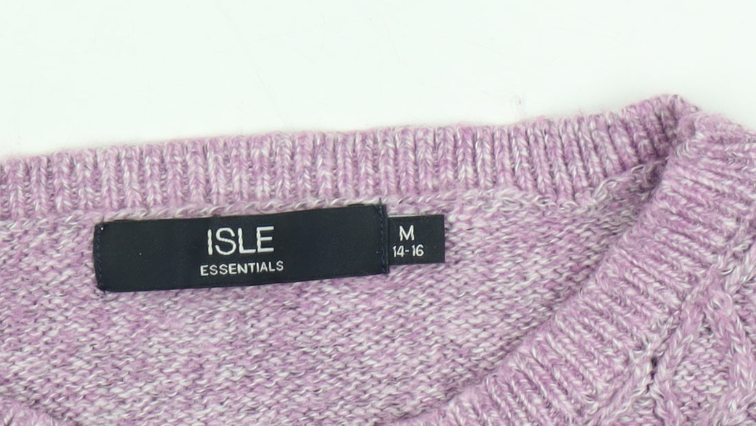 ISLE Women's Purple Cable-Knit Pullover, M