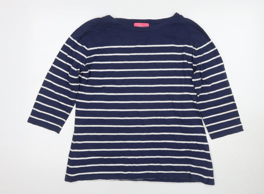 Charles Tyrwhitt Women’s Blue Striped 3/4 Sleeve T-Shirt