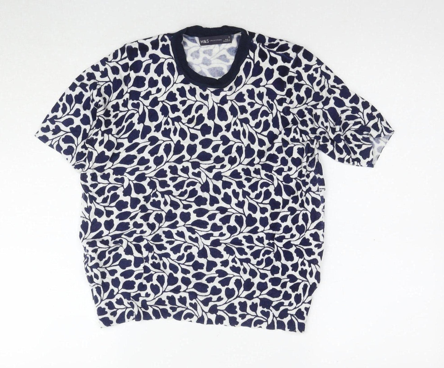 Marks and Spencer Women's Blue Animal Print T-Shirt