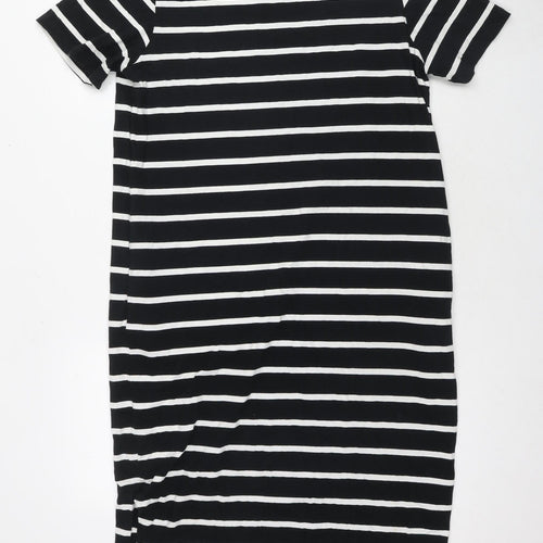 Marks and Spencer Women Black Striped Midi T-Shirt Dress