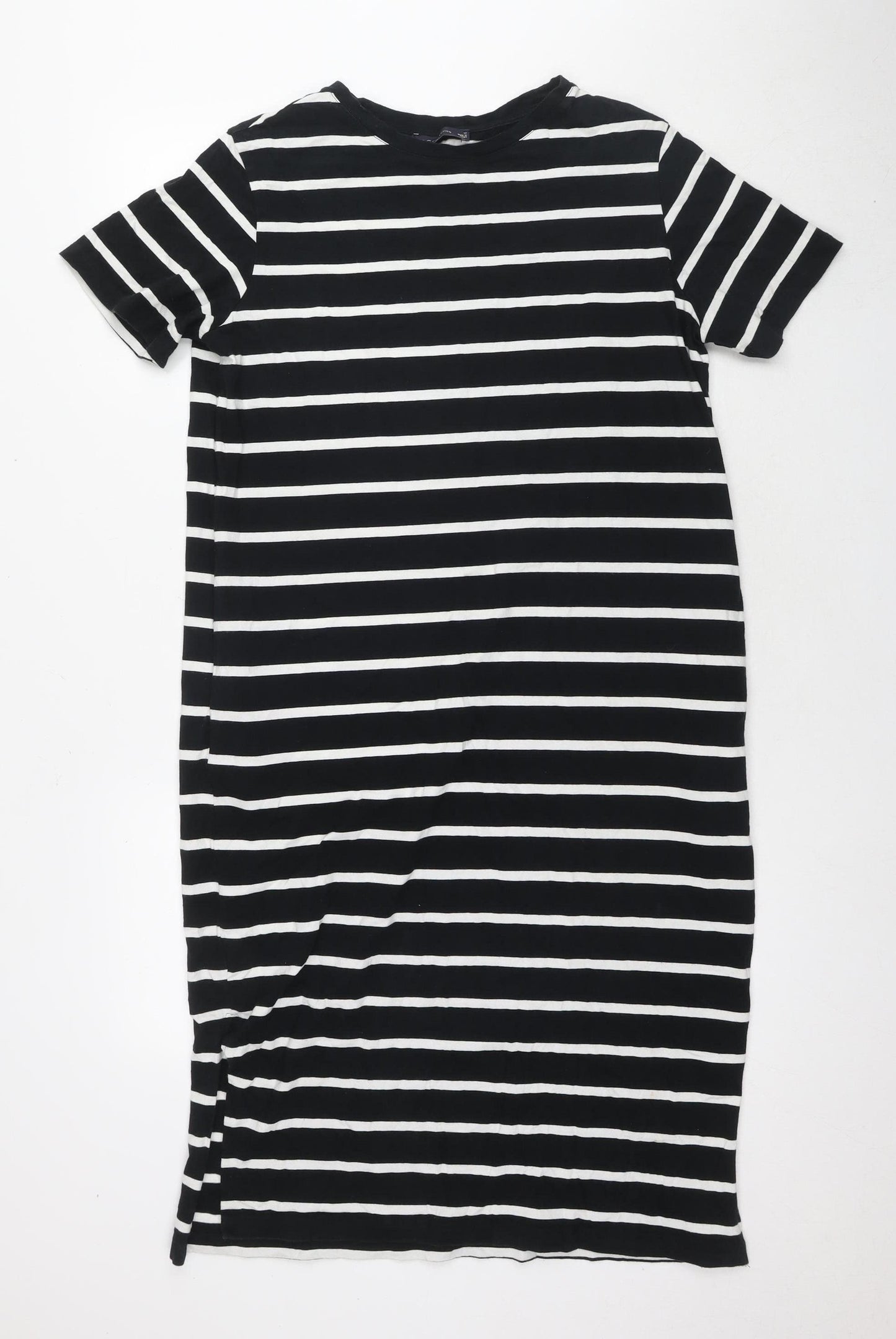 Marks and Spencer Women Black Striped Midi T-Shirt Dress