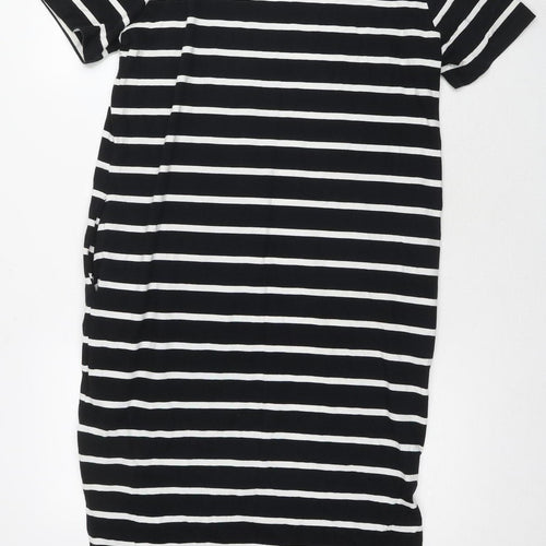 Marks and Spencer Women Black Striped Midi T-Shirt Dress