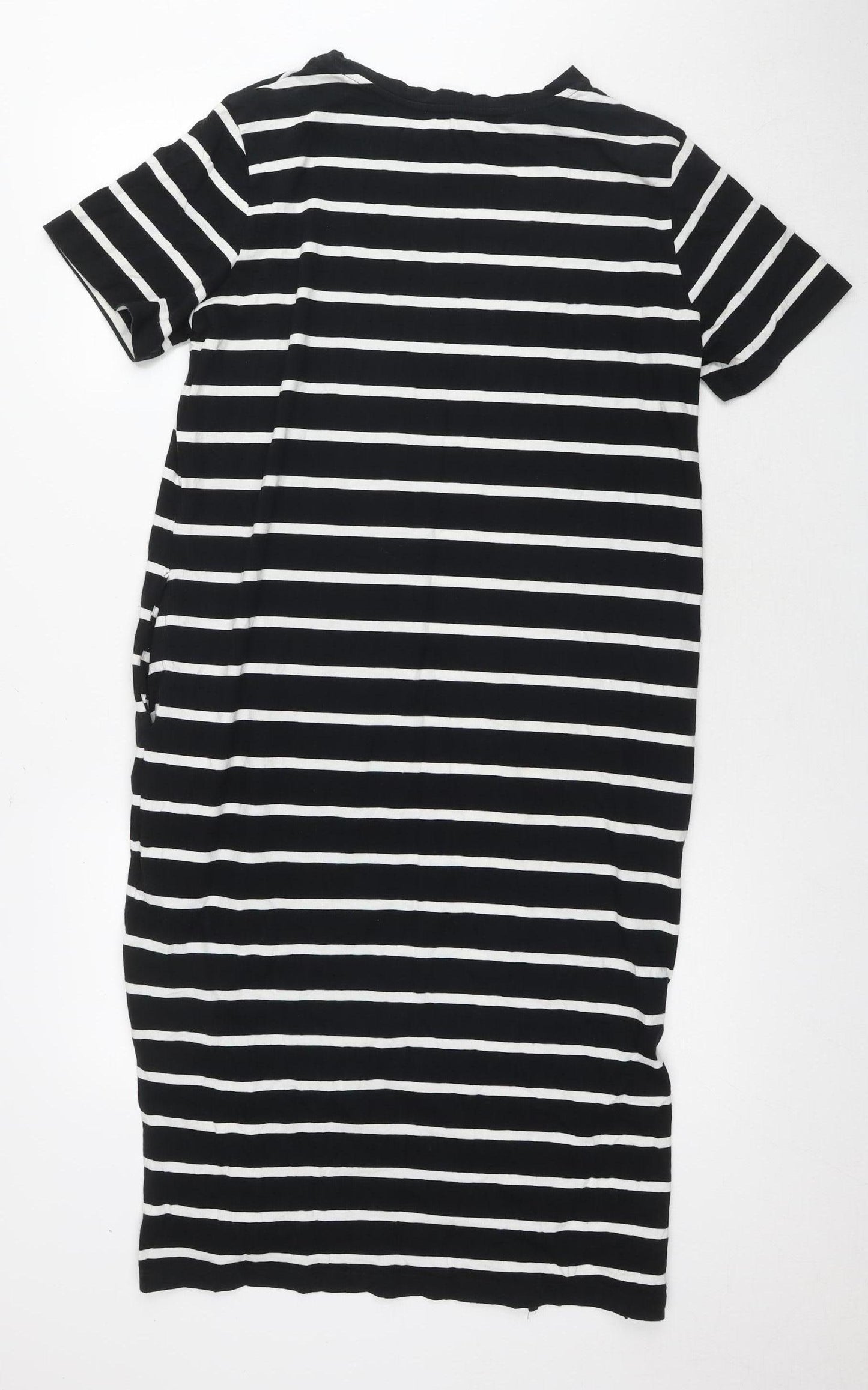 Marks and Spencer Women Black Striped Midi T-Shirt Dress