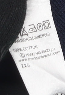 Marks and Spencer Men's Blue Striped Polo Shirt Large