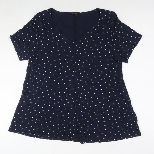 Evans Women Blue Polka Dot Viscose Jersey T-Shirt Size 14