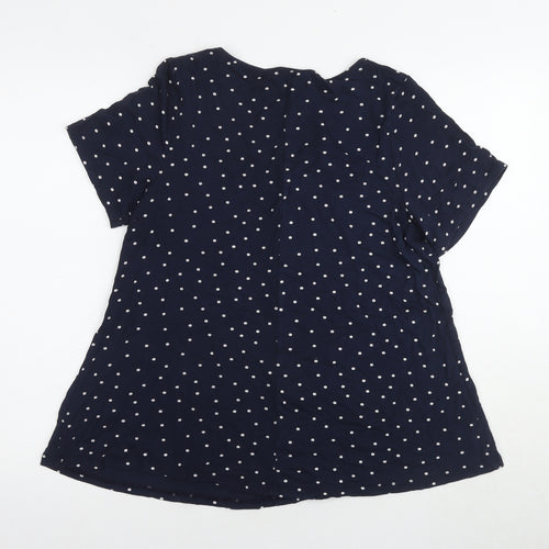 Evans Women Blue Polka Dot Viscose Jersey T-Shirt Size 14