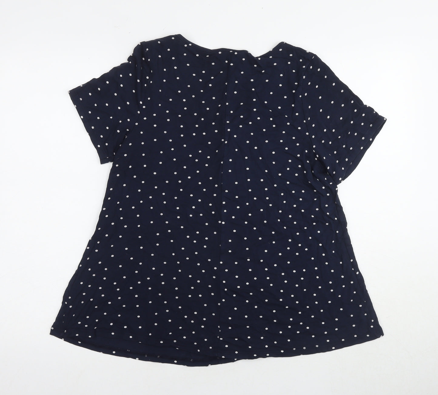 Evans Women Blue Polka Dot Viscose Jersey T-Shirt Size 14