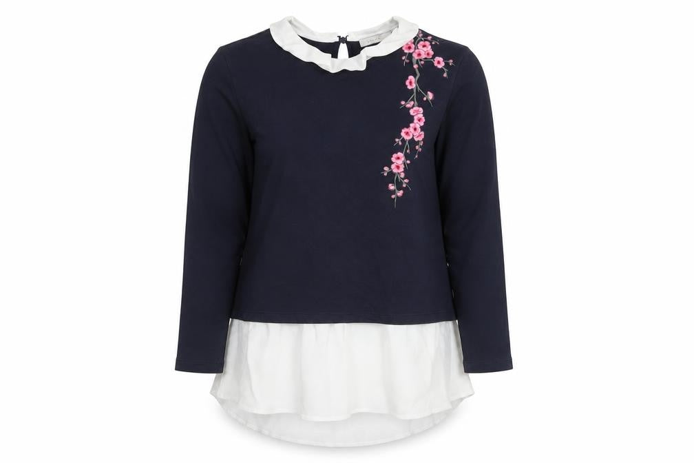 Front view of Marks & Spencer Women's Blue Collared Blouse, size 14
