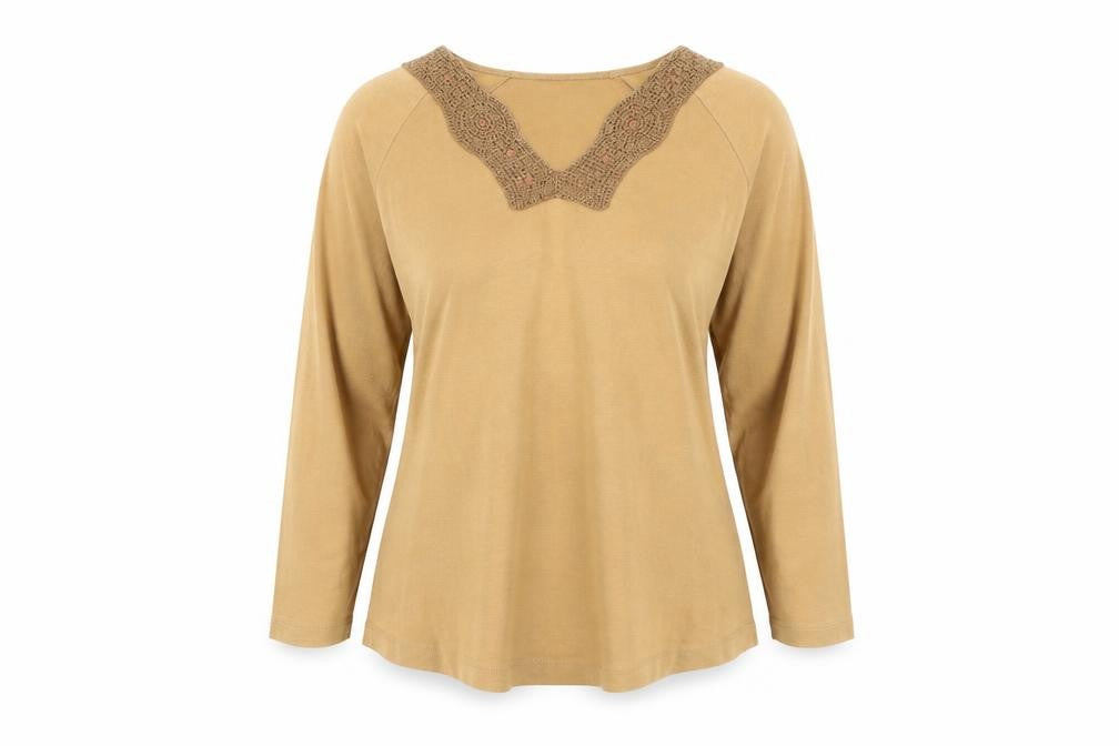 Front view of Per Una Brown Blouse - Women’s, size UK 12, Stretch Knit