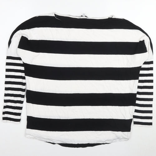Next Women's Striped T-Shirt UK 14 Black White
