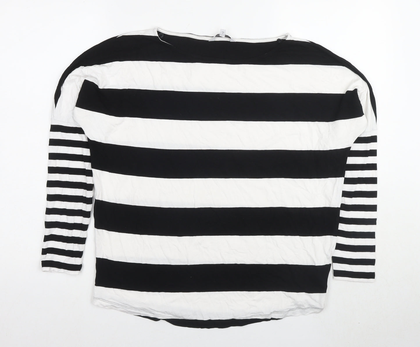 Next Women's Striped T-Shirt UK 14 Black White