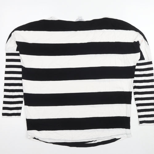 Next Women's Striped T-Shirt UK 14 Black White