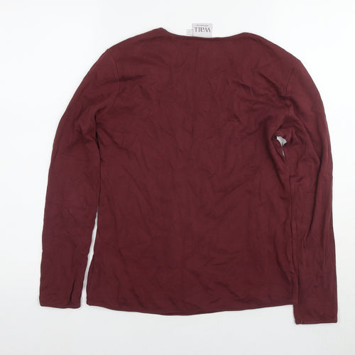 Wall Women's Red Long Sleeve Basic T-Shirt, Size L