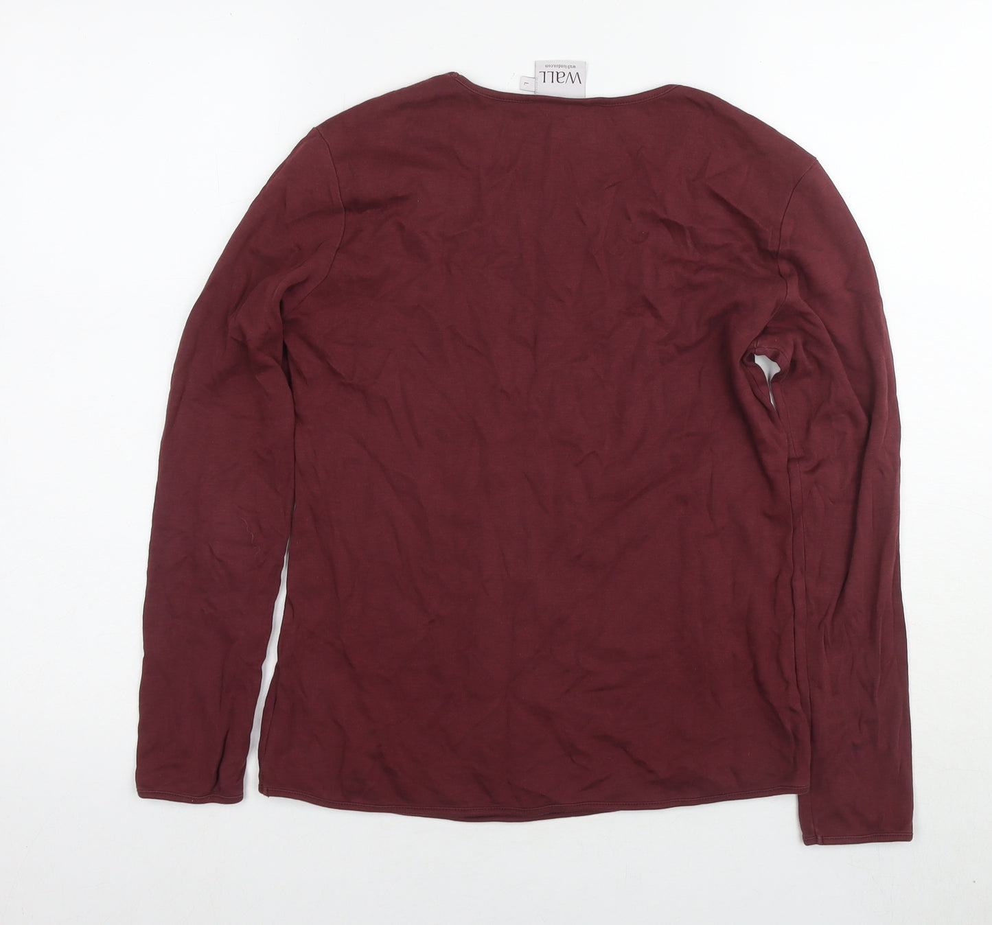 Wall Women's Red Long Sleeve Basic T-Shirt, Size L