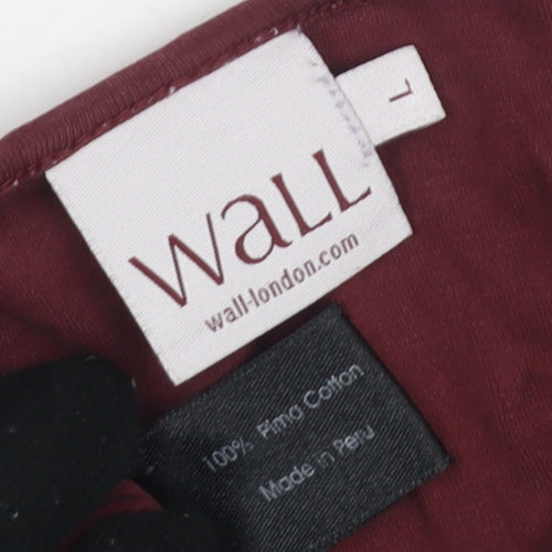 Wall Women's Red Long Sleeve Basic T-Shirt, Size L