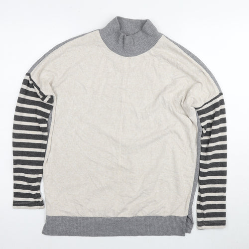 Next Women's Grey Striped Jumper, Size 6, Mock Neck