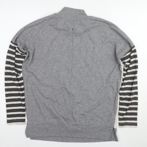 Next Women's Grey Striped Jumper, Size 6, Mock Neck