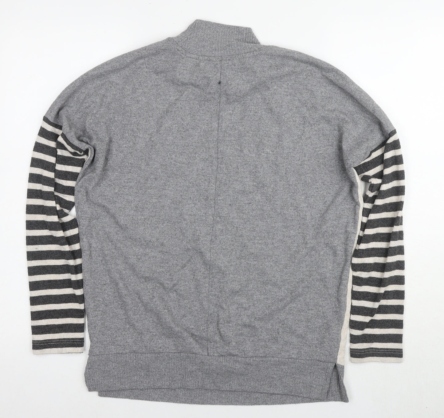 Next Women's Grey Striped Jumper, Size 6, Mock Neck
