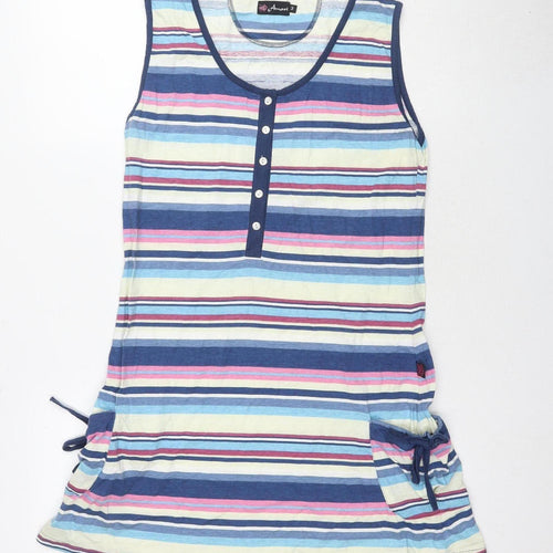 Anokhi Women's Multicoloured Striped Sleeveless Dress Size 3