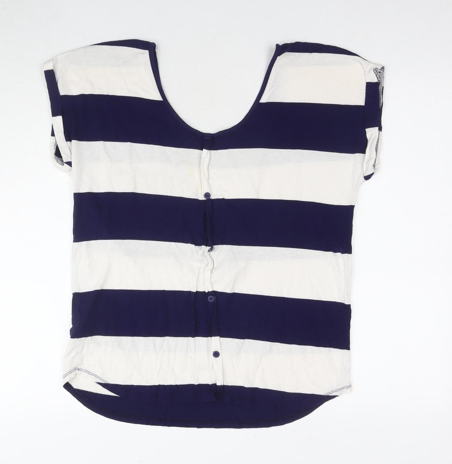 Cable & Gauge Women’s Blue White Striped T-Shirt Large