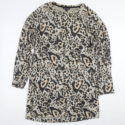 Topshop Women's Animal Print Jumper, Size 8, Multicoloured