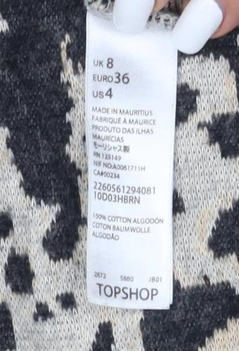 Topshop Women's Animal Print Jumper, Size 8, Multicoloured